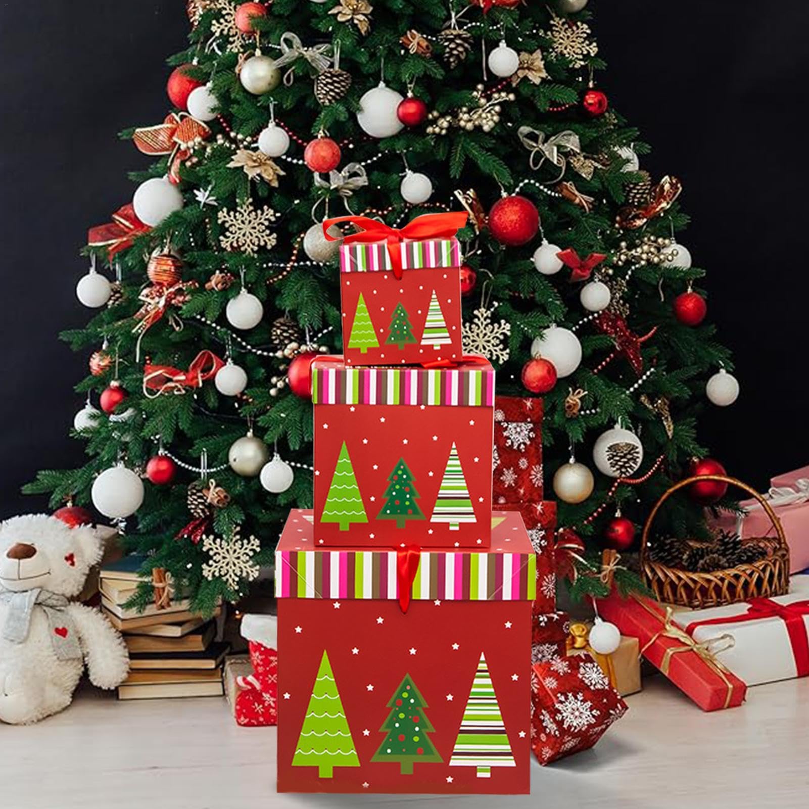 Amazon.co.jp: クリスマスの入れ子箱 - 段ボール箱の装飾 | 蓋とリボン